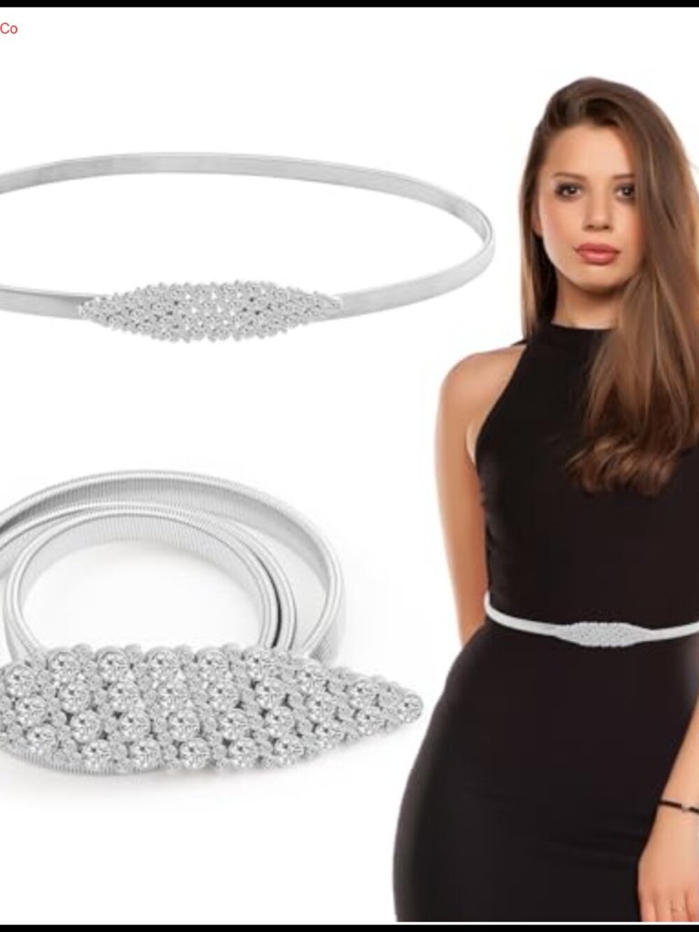 Women's Skinny Metal Waist Belt Elastic Rhinestone Chain Adjustable